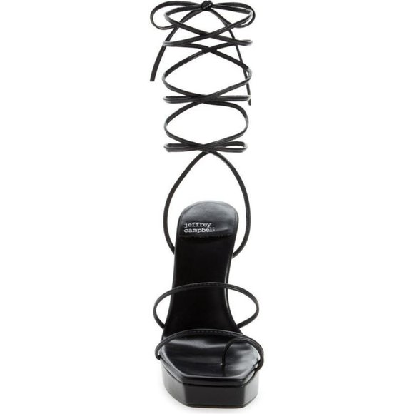 JEFFERY CAMPBELL Prima Donna Platform Strappy Sandal Shoes 11 Black NEW - Picture 4 of 12